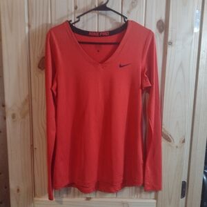 Nike Pro Athletic Shirt Long Sleeve Orange Juniors Large